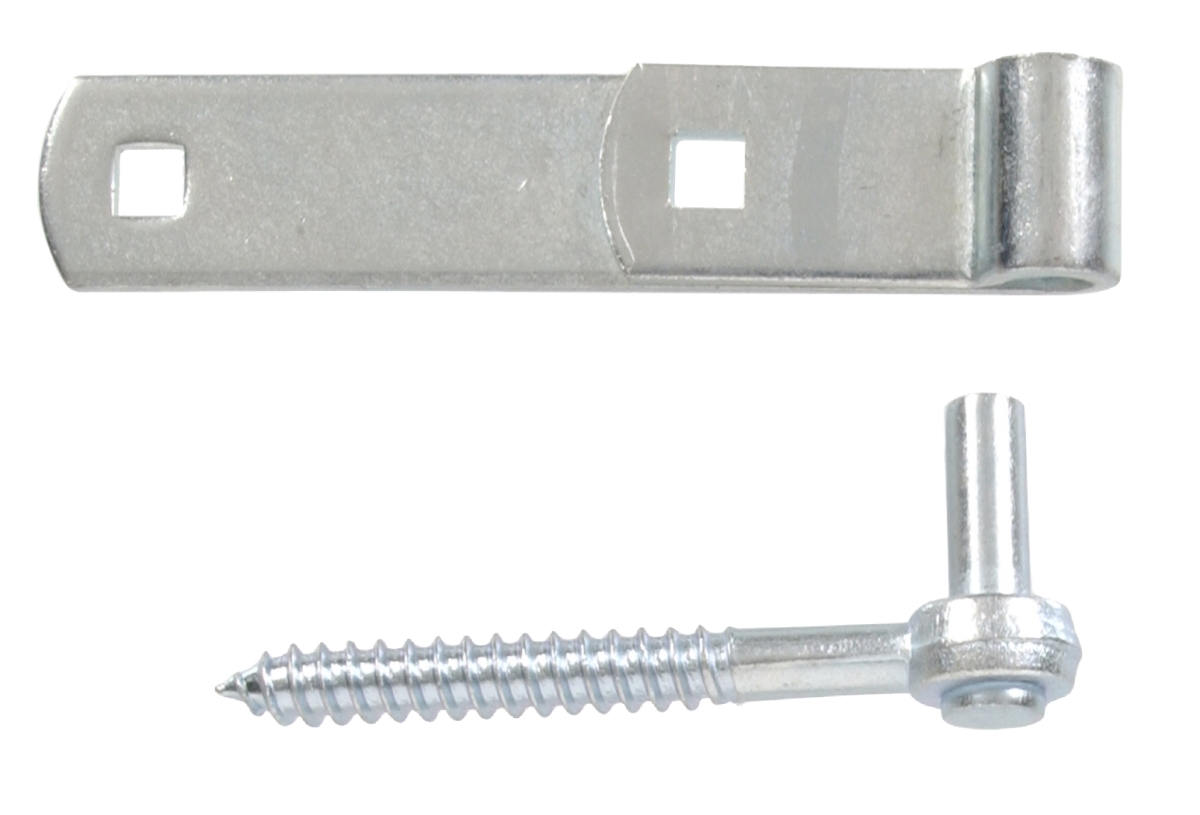 Polished Brass - Zinc Gate Screw Hooks & Strap Hinge, 6 in.