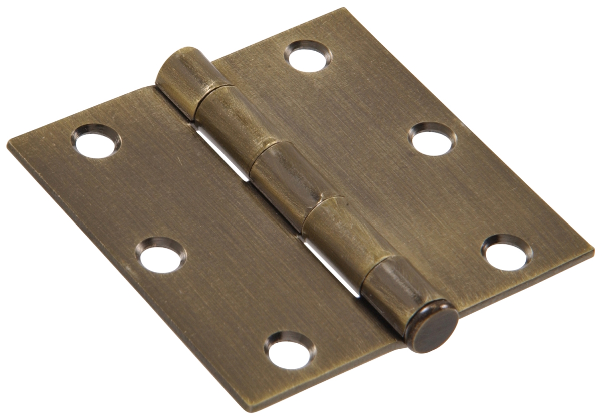 Carded - Square Full Mortise Hinges, Antique Brass - 3.5 in.