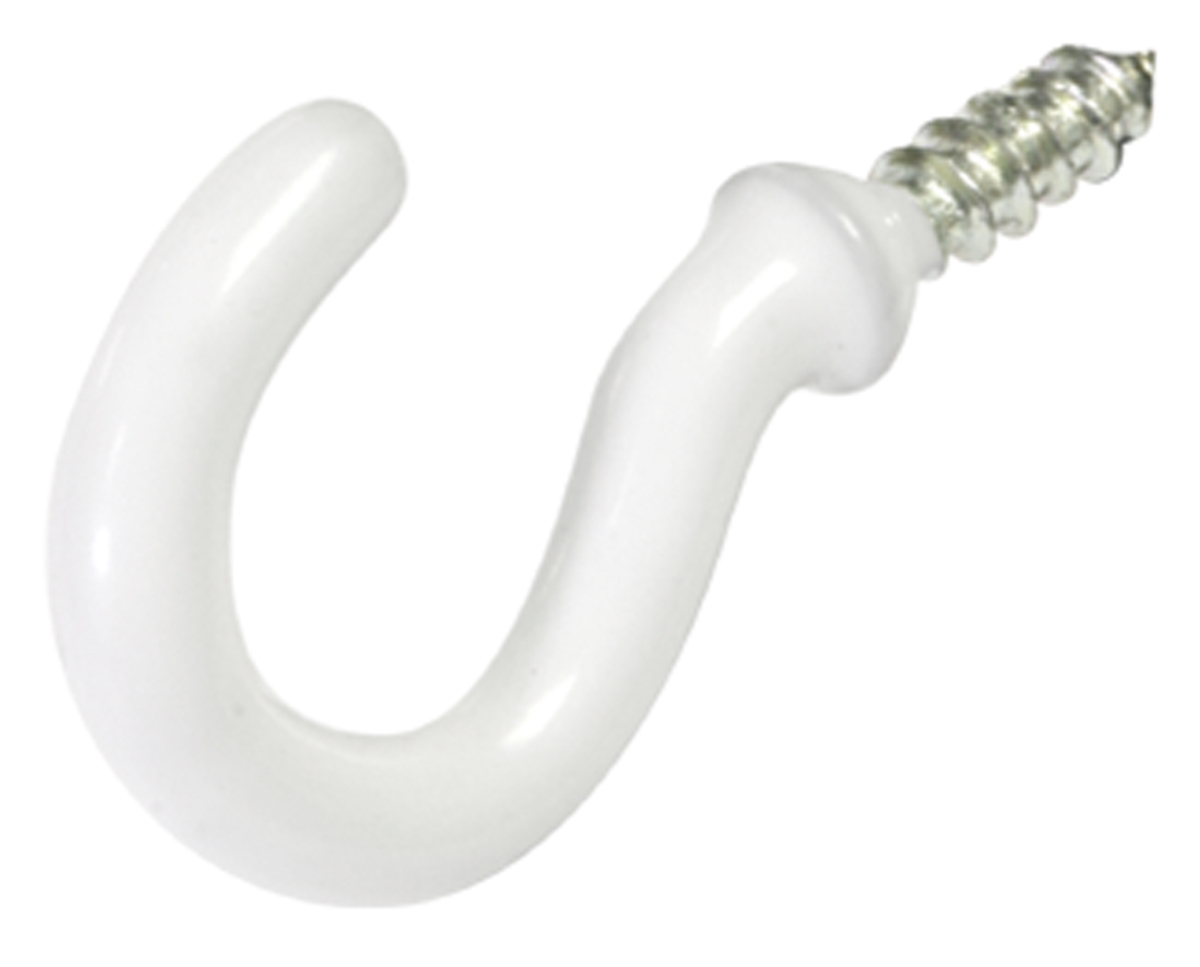 Carded - Cup Hook, White Vinyl - 0.75 in.