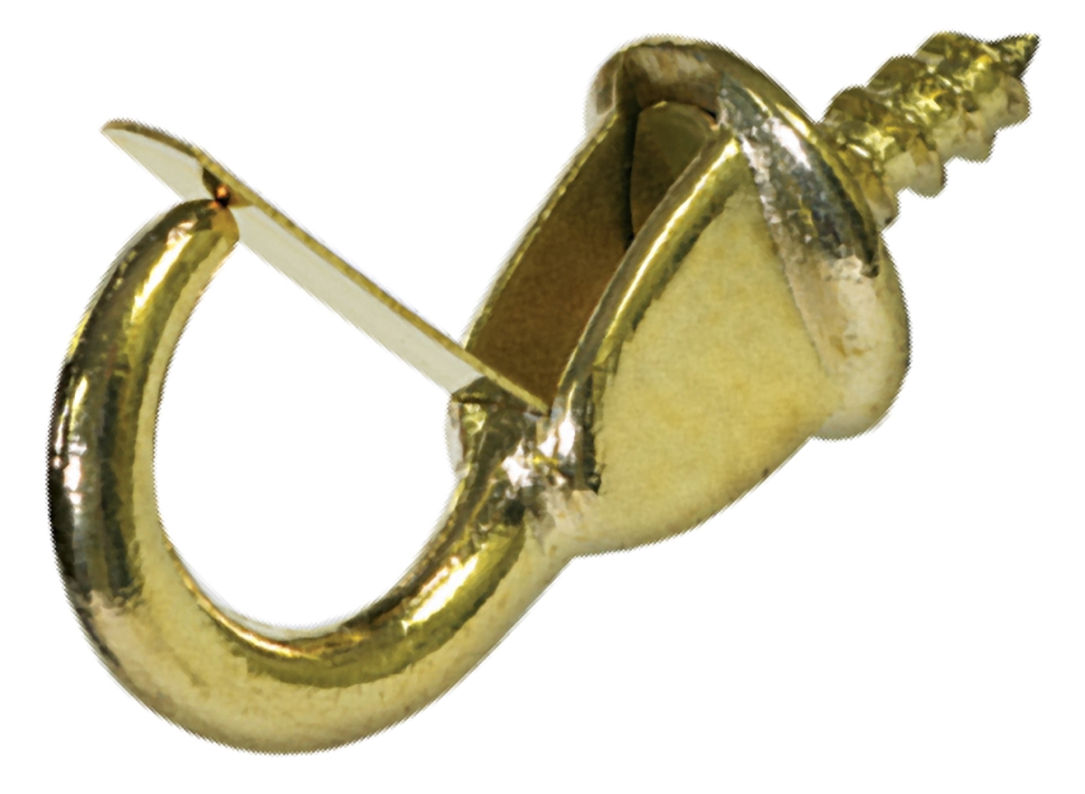 Carded - Safety Cup Hook, Brass - 0.875 in.