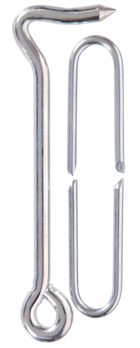 Carded - Zinc Gate Hook Latches With Staples, 6 in.