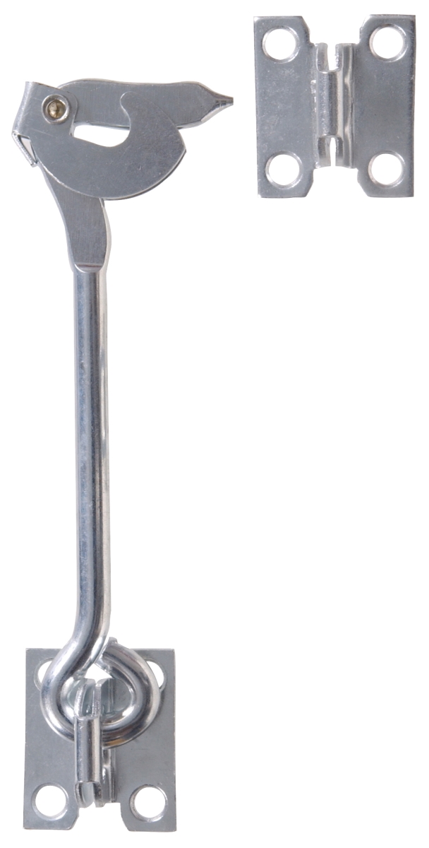 Carded - Gate Hook With Plates Zinc, 6 in.