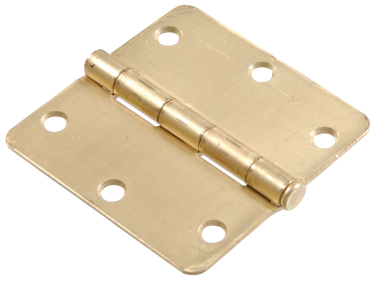 0.25 x 3.5 in. Carded Round Full Mortise Hinges, Satin Brass