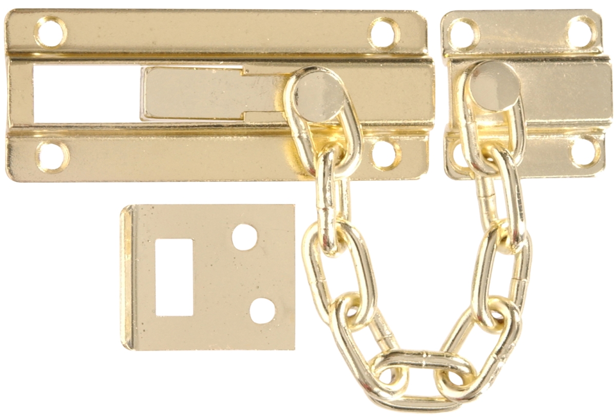 852042 Carded -Dead Bolt Chain Guards, Brass Plated