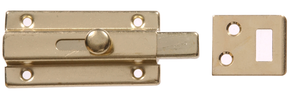 Carded - Slide Bolt, Brass Plated - 3 in.