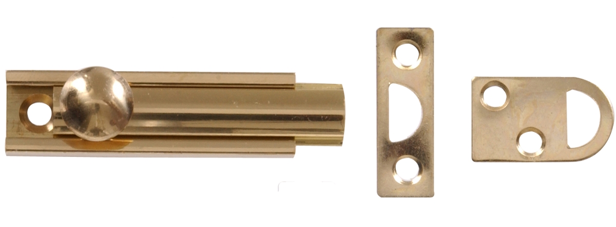 852047 Carded - Surface Bolt, Solid & Brite Brass - 3 in.
