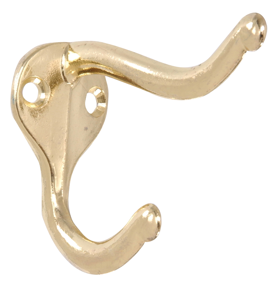 852081 Carded - Coat & Hat Hook, Brass Plated