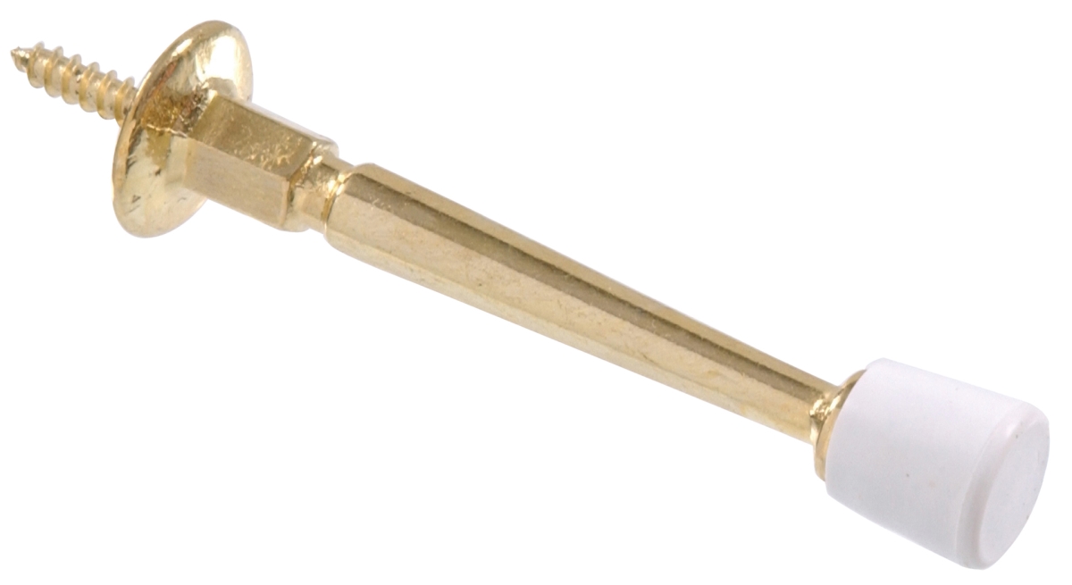 Carded - Utility Rigid Door Stop, Brass Plated - 3 in.
