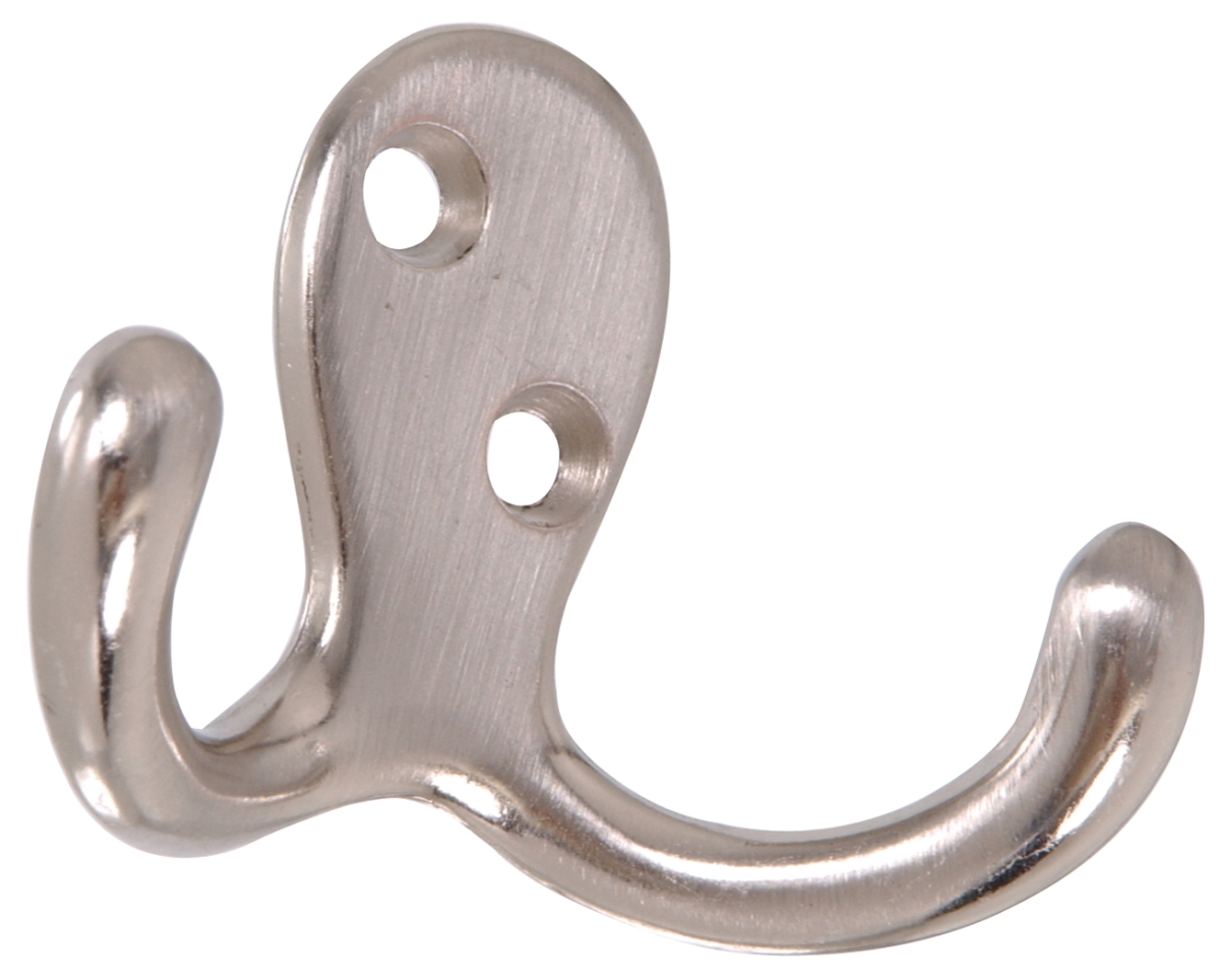 Carded - Double Clothes Hook, Satin Nickel