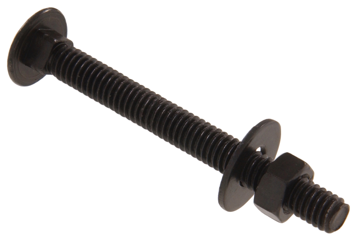 Carded - Gate Fastener Carriage Bolts, Black - 0.312 x 3 in.