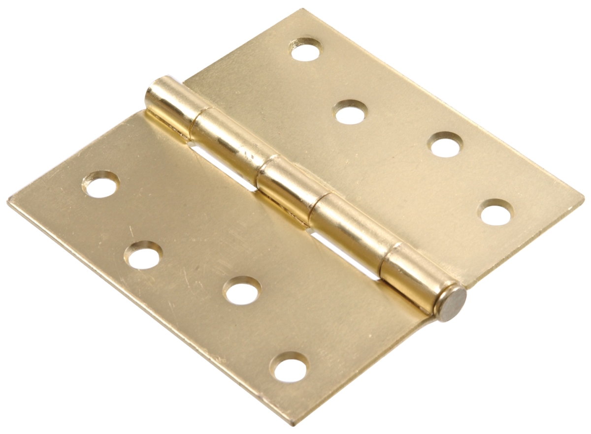 852609 Brass Plated - Square Full Mortise Hinges, Satin Brass - 4 in.
