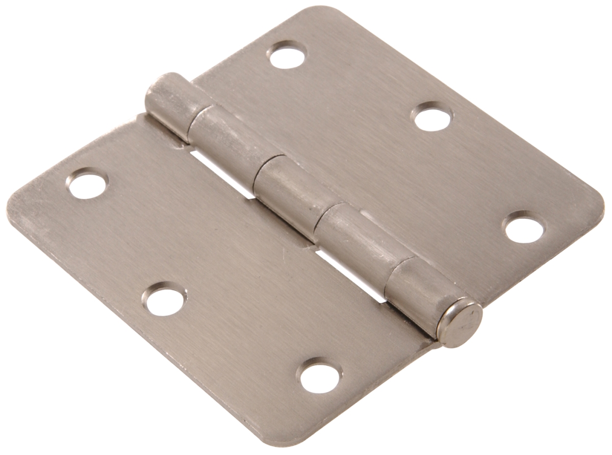 Carded Round Full Mortise Hinges, Satin Nickel - 0.25 x 3.5 in.