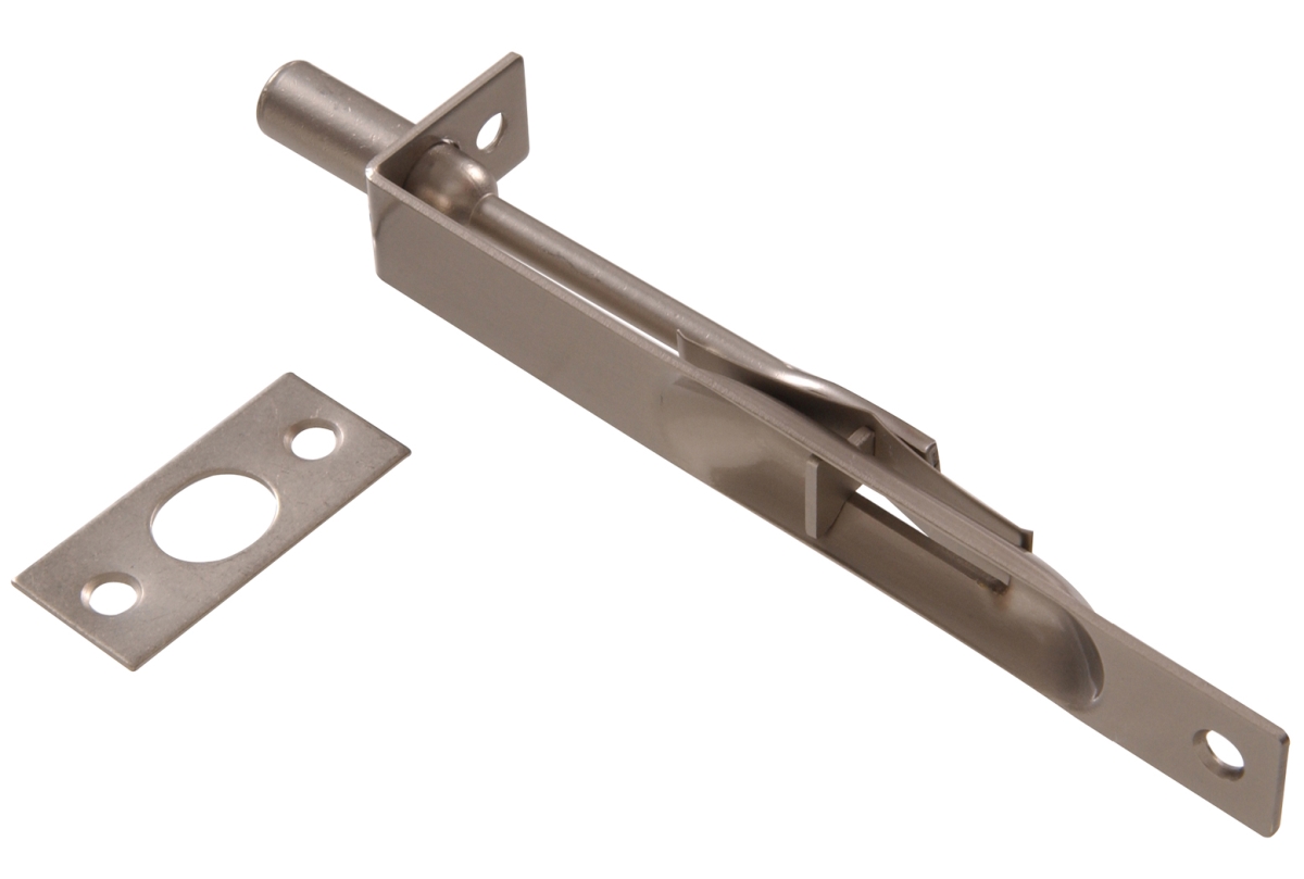 853113 Carded - Flush Bolt, Solid Brass & Satin Nickel - 6 in.