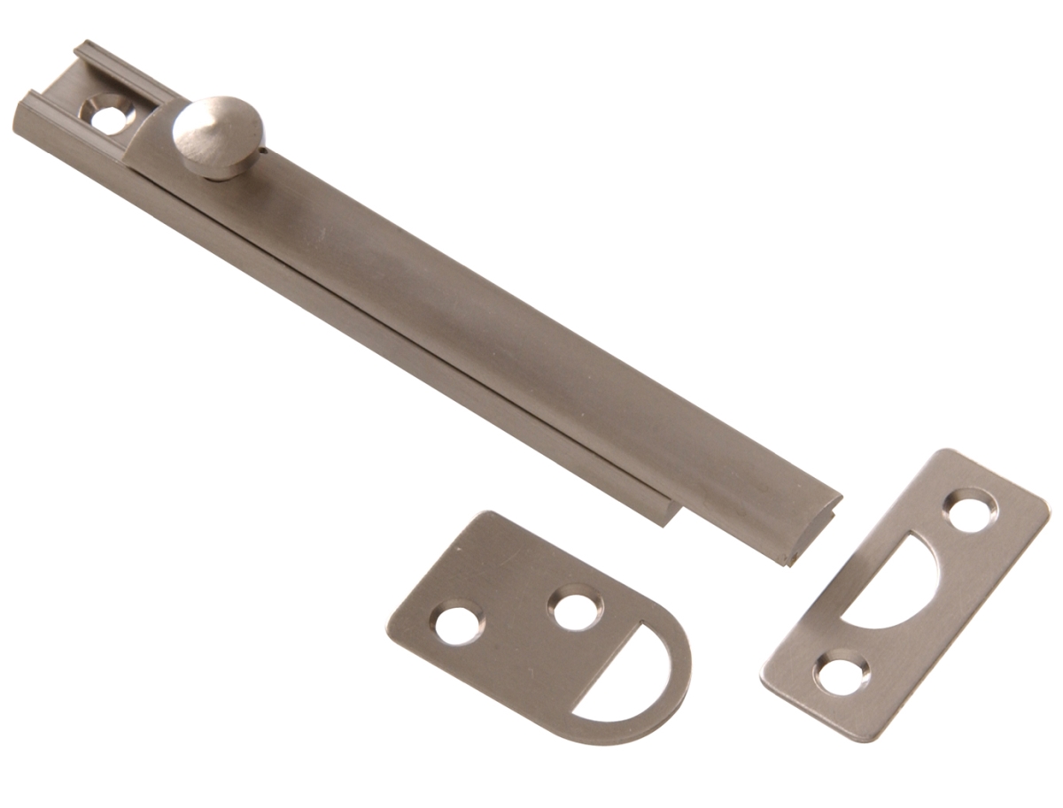 853122 Carded - Surface Bolt, Solid Brass & Satin Nickel - 4 in.