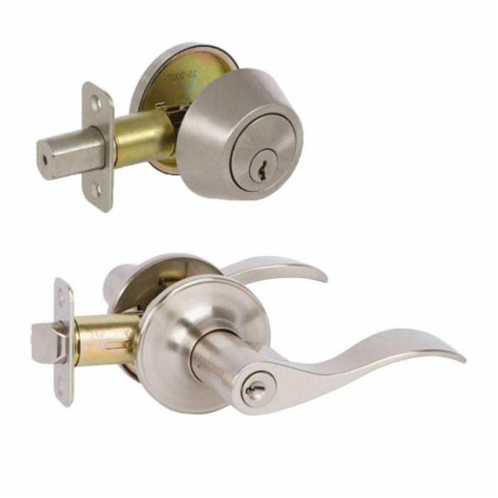 300T-Bn & Bn-Cs- Us15 Combo Passage Lever Set Satin Nickel