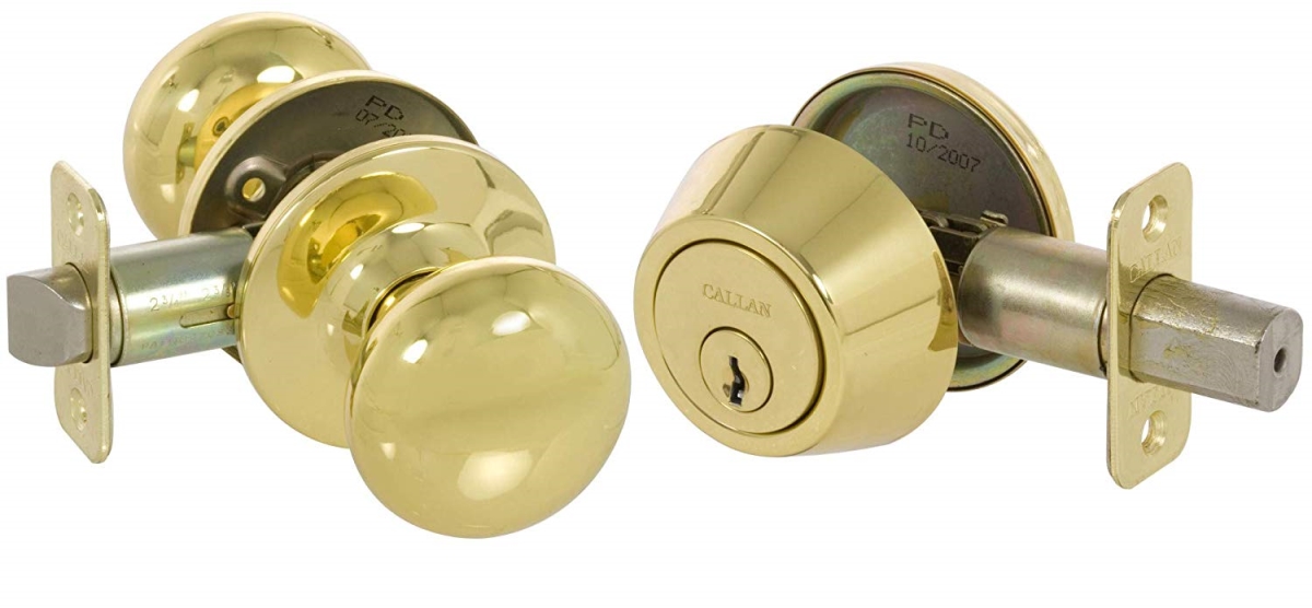 Polished Brass Saxon Knob Combo Deadbolt Box Pack