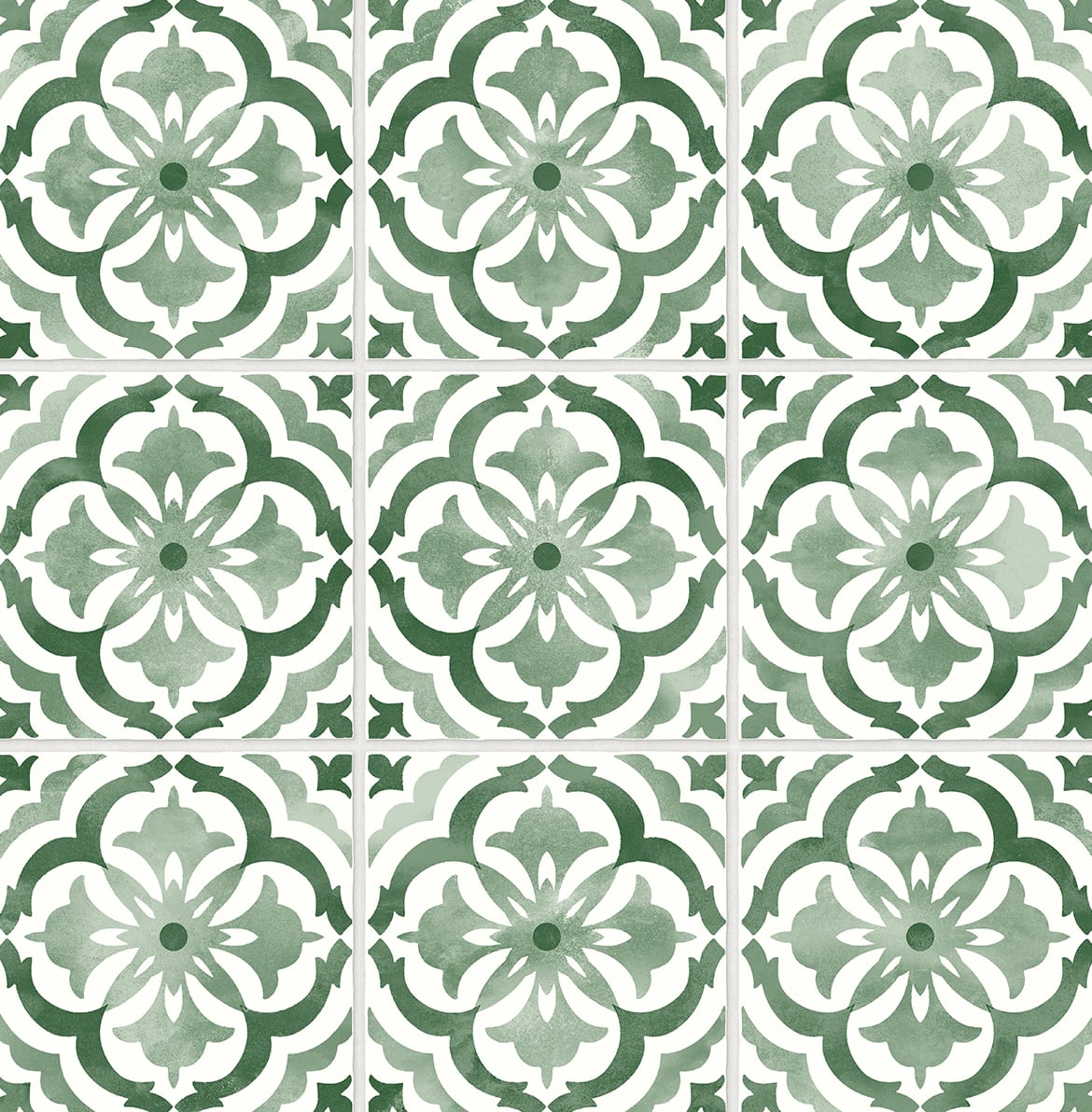 18 ft. Sorento Tile Wallpaper, Jungle Green