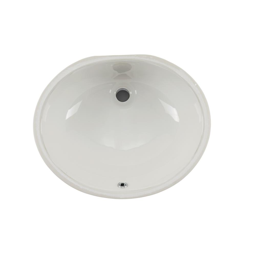 19 in. Oval Undermount Single Bowl Bathroom Sink in Bisque