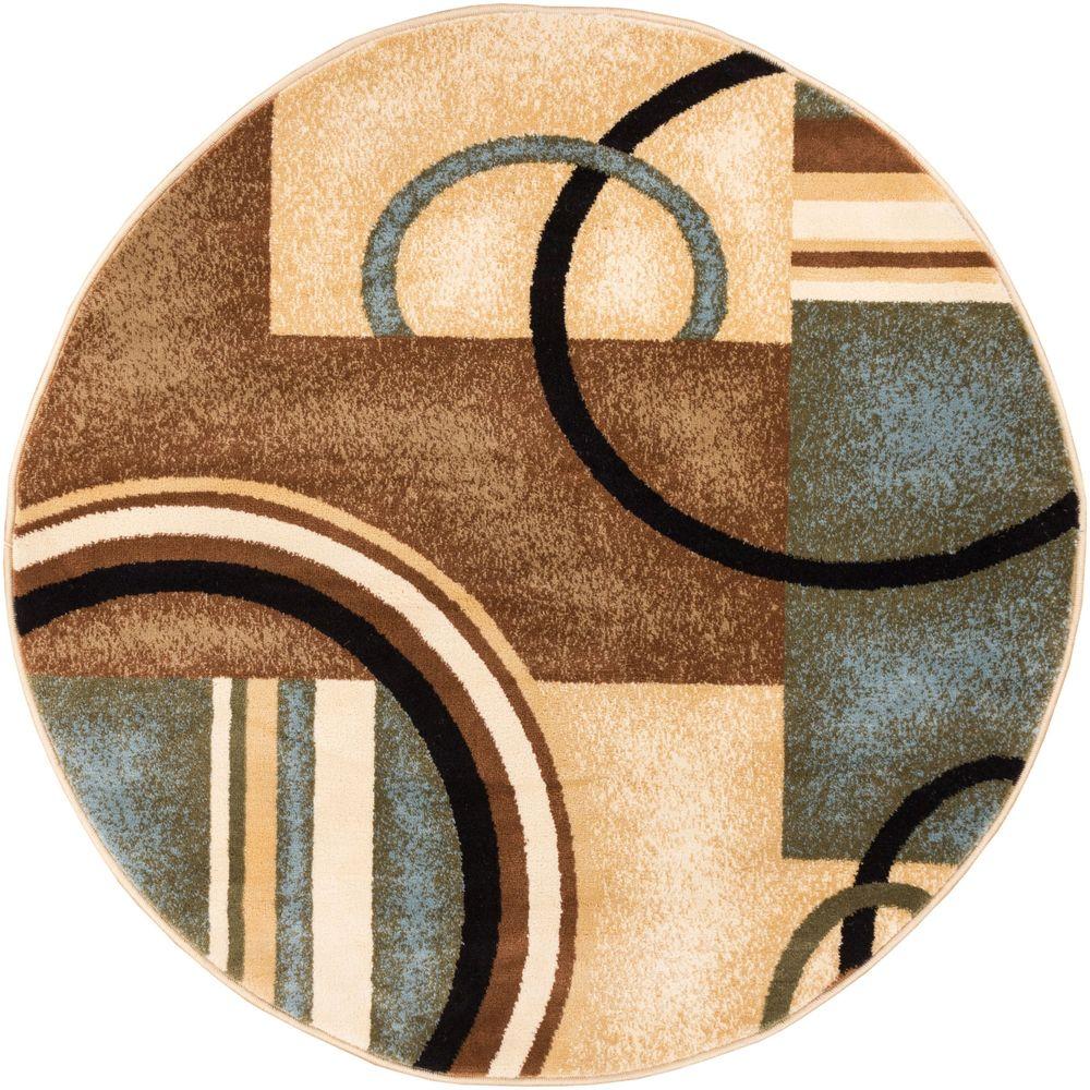 Arcs & Shapes Modern Round Rug, Light Blue - 7 ft. 10 in.