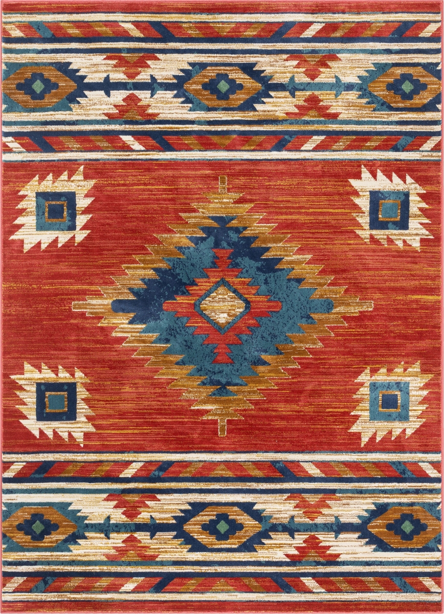 TU-100-7 Tulsa Lea Crimson Traditional Southwestern Area Rug - 7 ft. 10 in. x 9 ft. 10 in.
