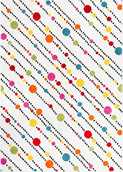 Dandy Dots & Stripes Kids Rug, Ivory - 3 ft. 3 in. x 5 ft.