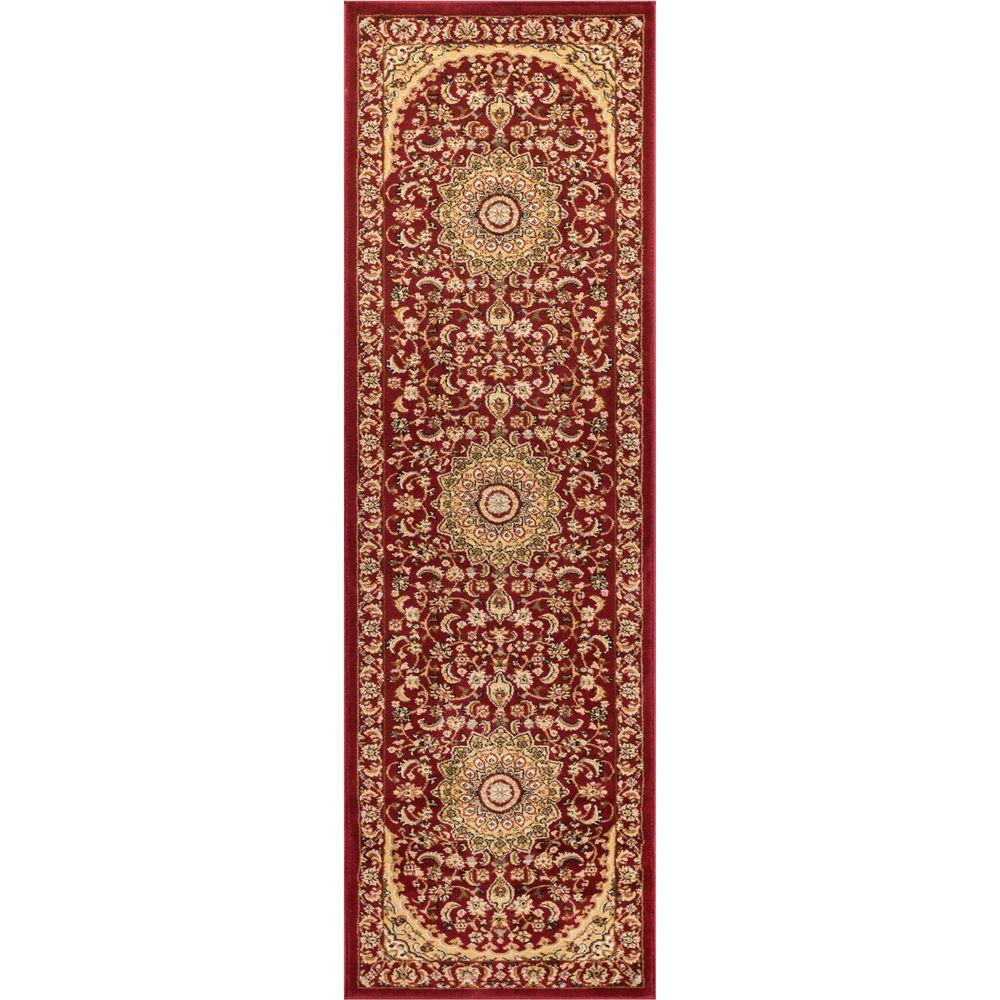 36402L Aviva Traditional Runner Rug, Red - 2 ft. 7 in. x 12 ft.