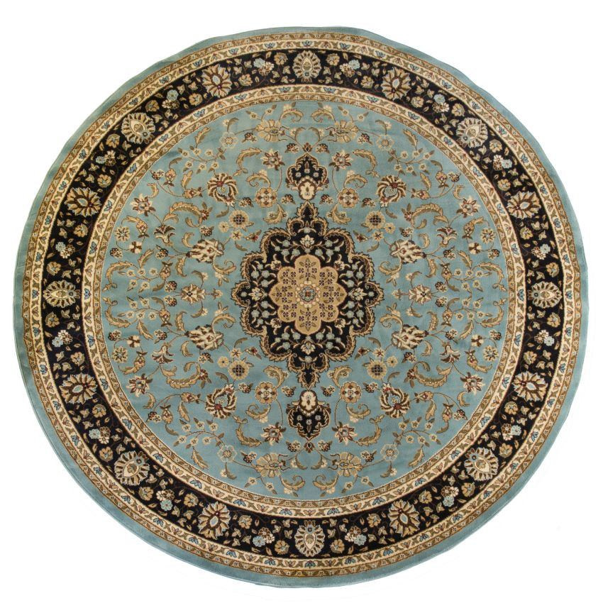 541064R Medallion Kashan Traditional Round Rug, Light Blue - 3 ft. 11 in -  Well Woven