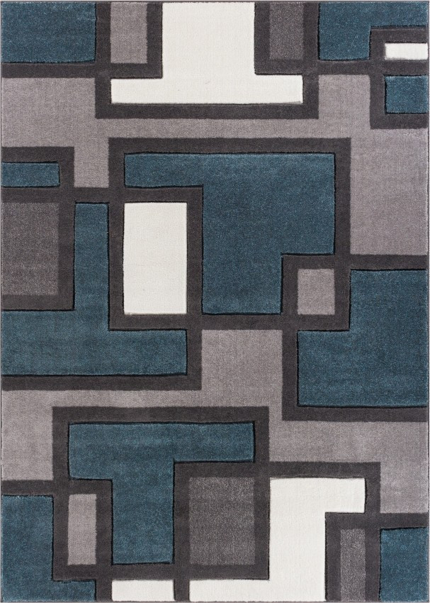 Imagination Squares Modern Rug, Blue - 7 ft. 10 in. x 9 ft. 10 in.