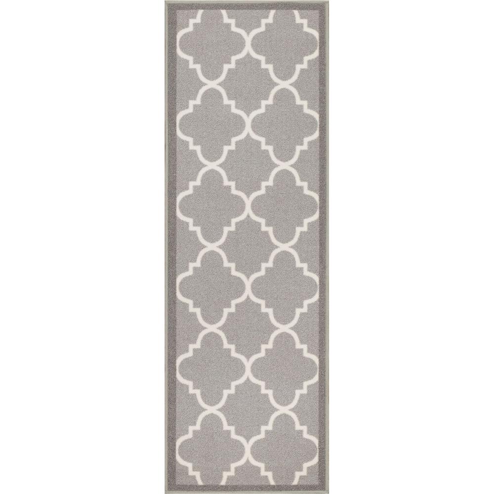 Picture of Well Woven 65182 Brooklyn Trellis Modern Non Slip Washable Runner Rug&#44; Grey - 2 x 7 ft.