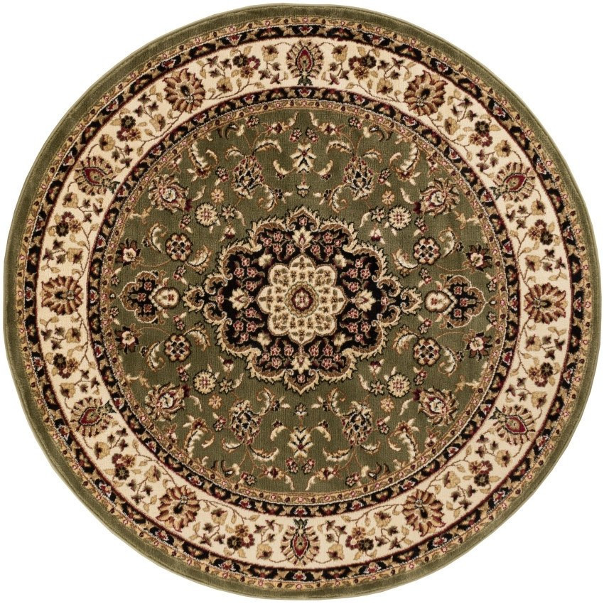 Medallion Kashan Traditional Round Rug, Green - 7 ft. 10 in.
