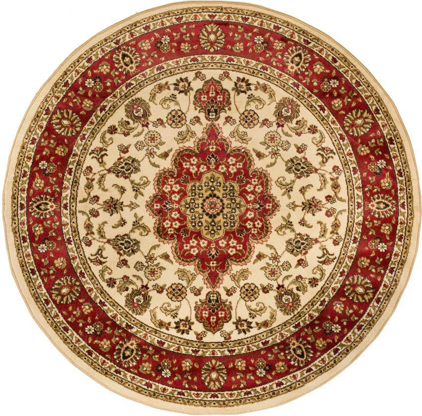 Medallion Kashan Traditional Round Rug, Ivory - 3 ft. 11 in.