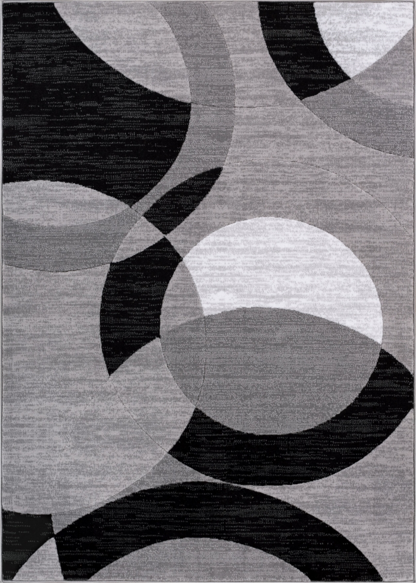 Dulcet Bingo Grey Modern Geometric Arcs Area Rug - Grey - 7 ft. 10 in. x 9 ft. 10 in.