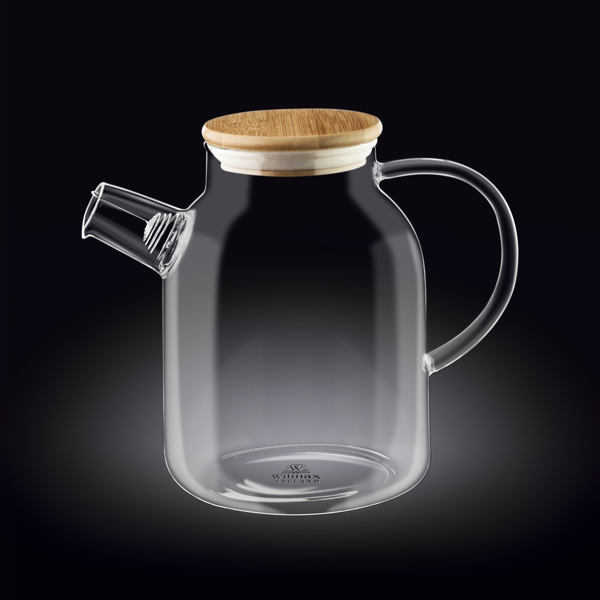 Wilmax Thermo Glass Tea Pot With Bamboo Lid And Removable stainless steel Spring Infuser