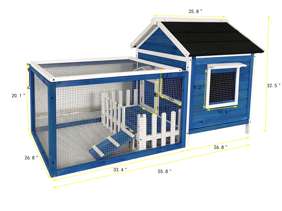Picture of Win World 21902NB White Picket Fence Rabbit Hutch&#44; Blue
