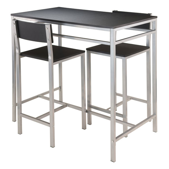 Picture of Winsome 93336 38.03 x 42.01 x 23.62 in. Hanley High Table with 2 High Back Stools&#44; Black & Metal - 3 Piece