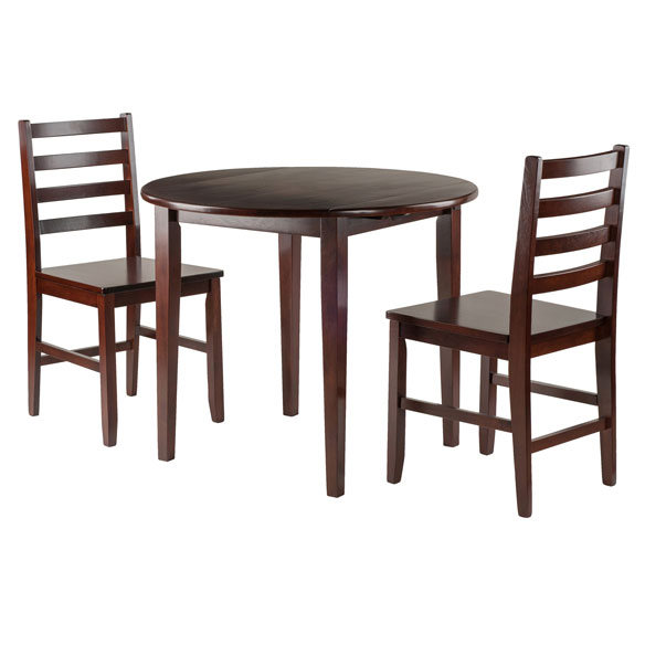 Clayton 3 Piece Set Drop Leaf Table with 2 Ladderback Chairs
