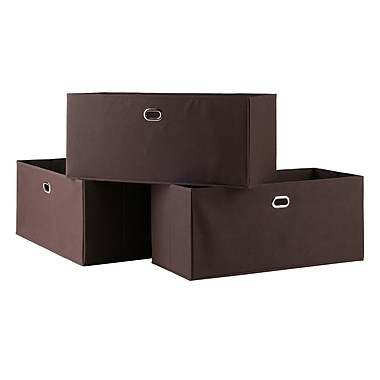 Torino Folding Bookcase with Fabric Basket Set - 3 Piece