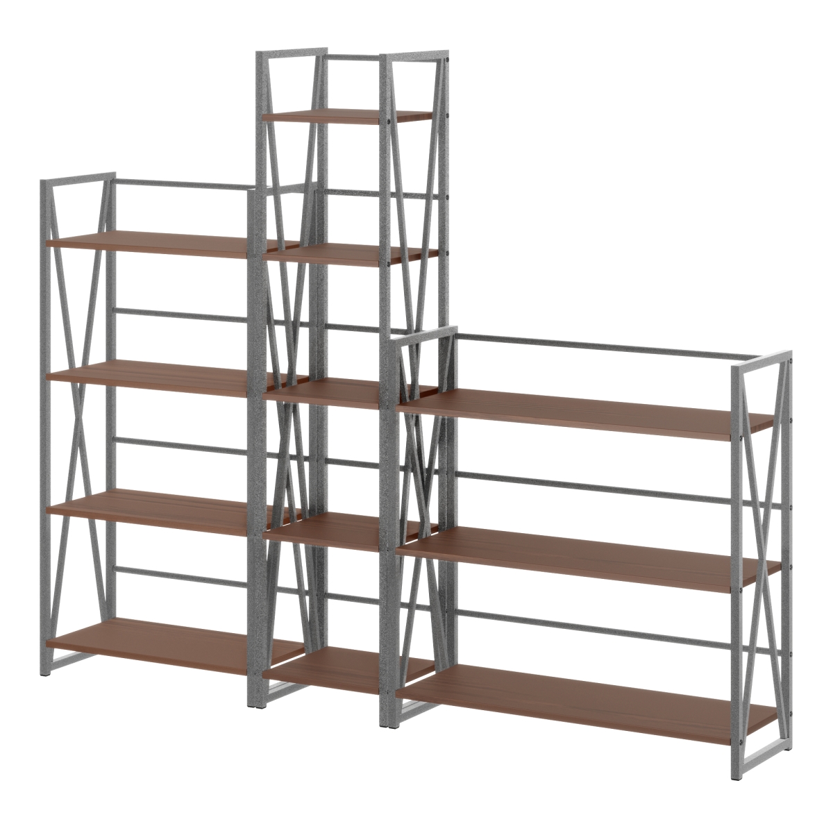 Isa Shelving Set, Graphite & Walnut - 3 Piece