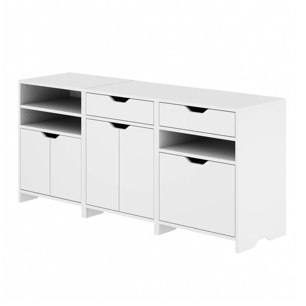 Nova Storage Cabinet Set, White - 3 Piece