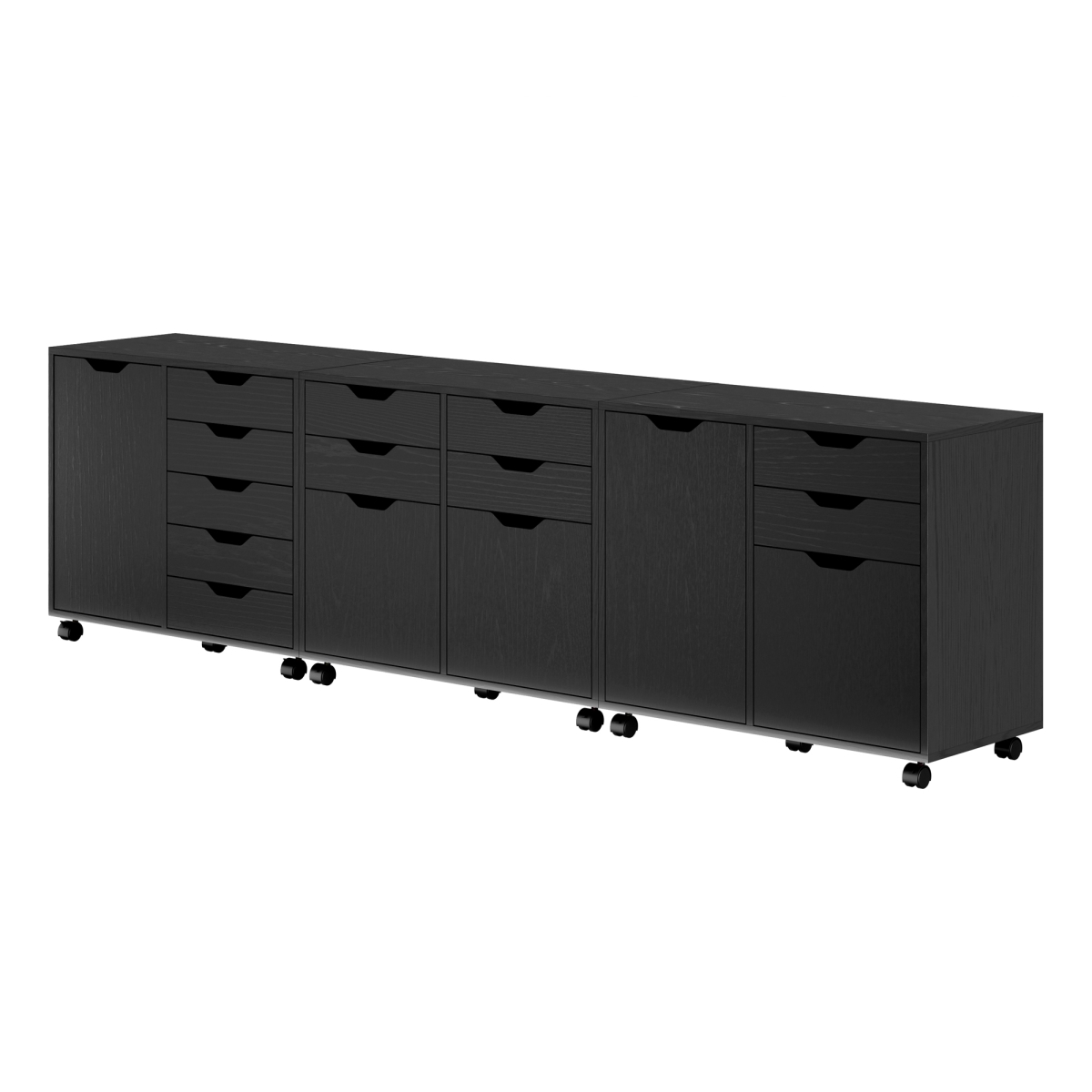 20361 Halifax Cabinet Set with File Drawer, Black - 3 Piece