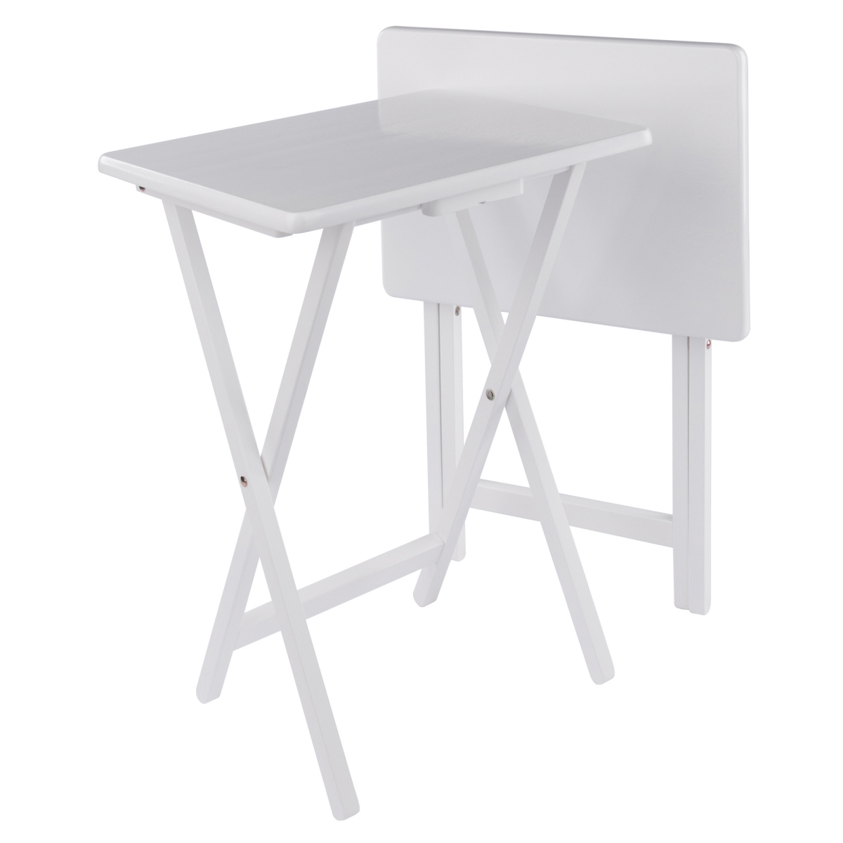 14290 Alex 2- Piece Solid Wood Folding Snack Table Set, White