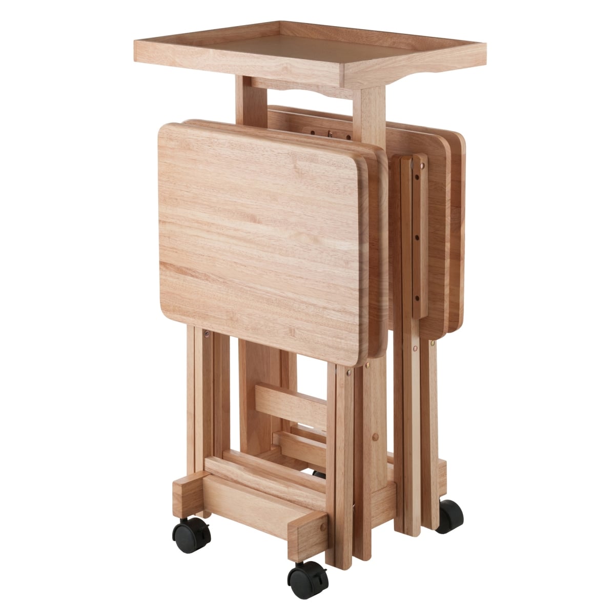 42820 Isabelle 6-Pc Natural Wood Snack Table Set