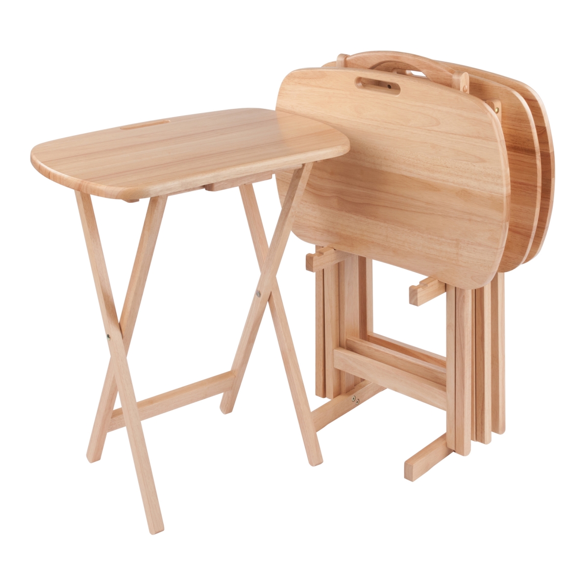 88577 Lucca 5-pc Snack Table Set Natural Finish
