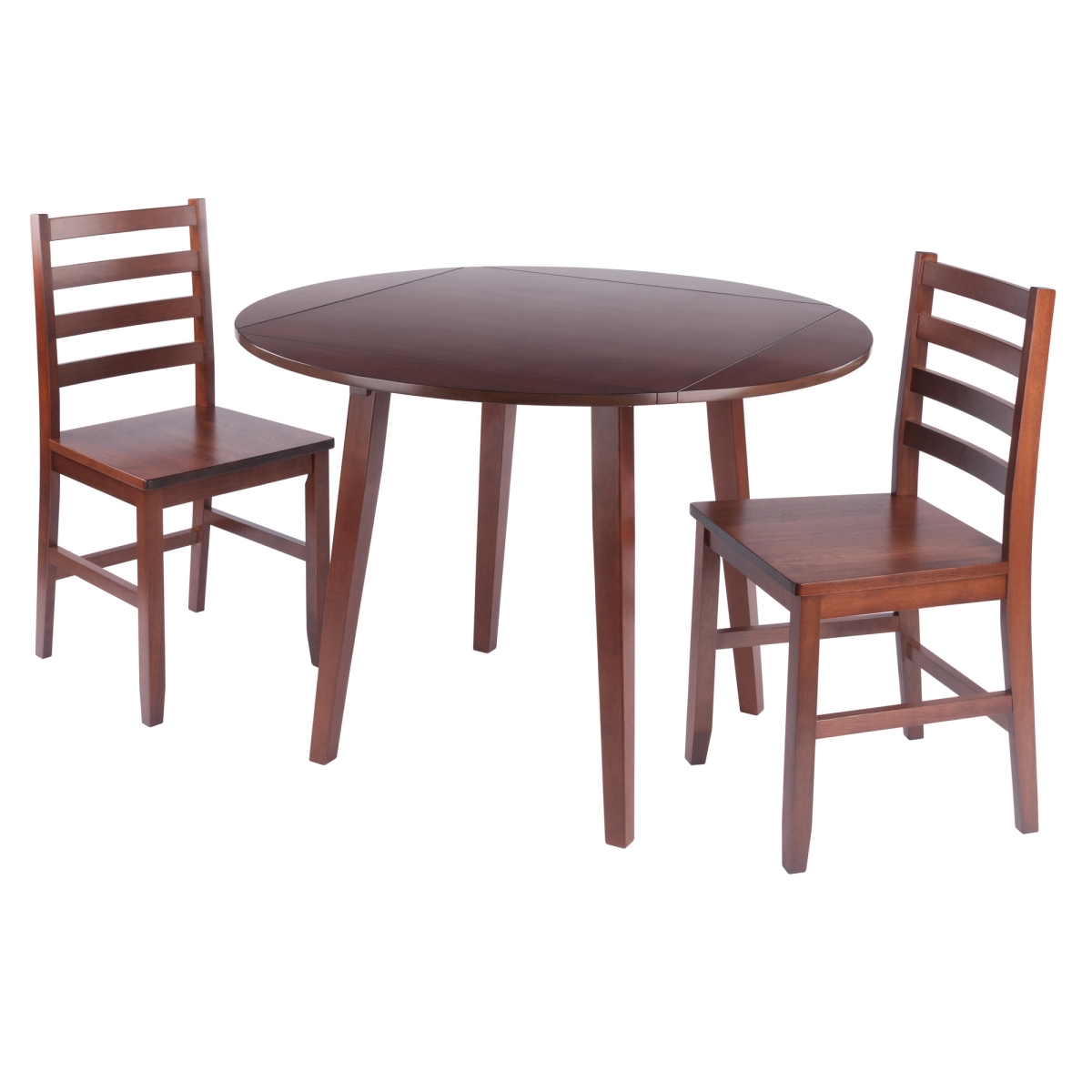 94323 Dawson 3-Pc Drop Leaf Table with Ladder-back Chairs, Walnut