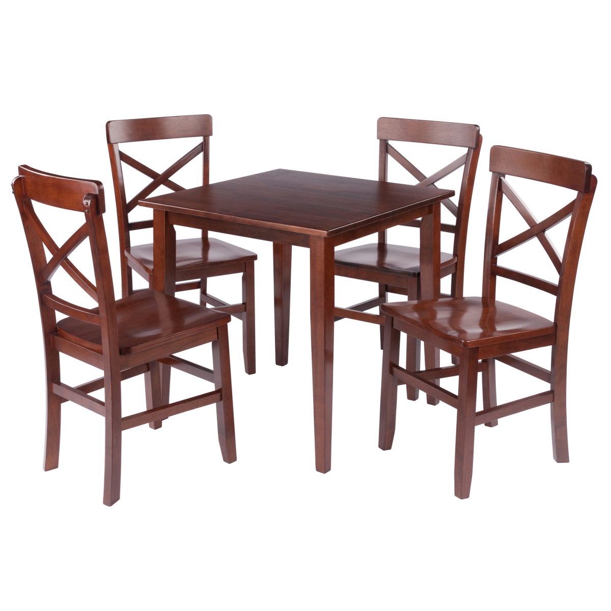 94503 Groveland 5-Pc Set Dining Table with X-Back Chairs, Walnut