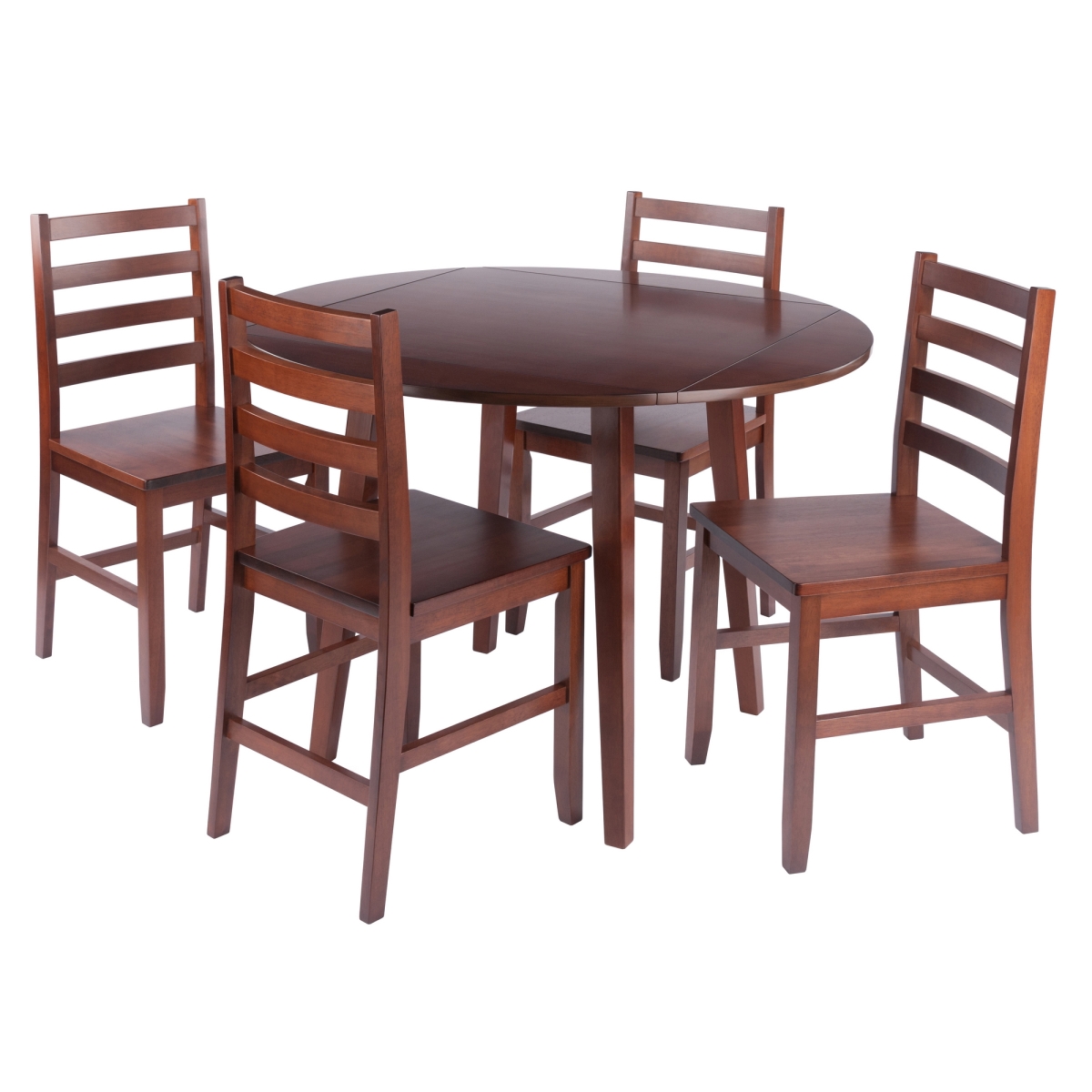 94513 Dawson 5-Pc Drop Leaf Table with Ladder-back Chairs, Walnut