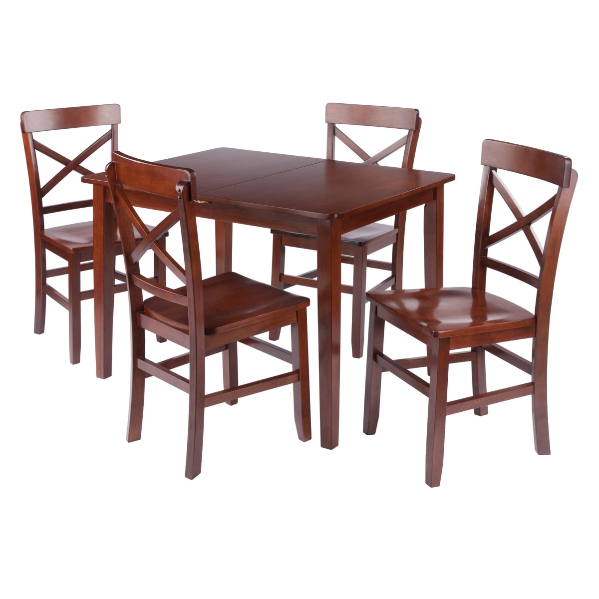 94575 Darren 5-pc Set Dining Table w/X-Back Chairs, Walnut