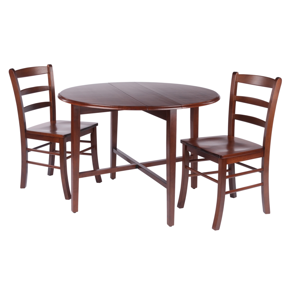 94832  Hannah 3-Pc Drop Leaf Table with Ladder-back Chairs Walnut Finish