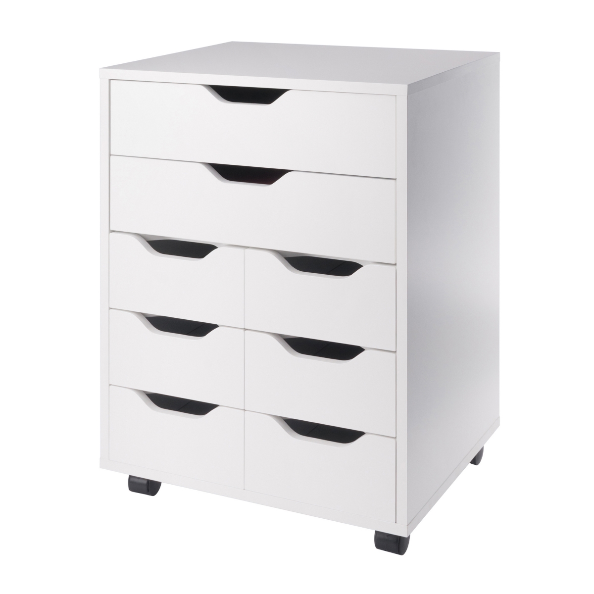10919 Norfolk 6 Bins, 2 Drawer Mobile Cabinet, White Finish
