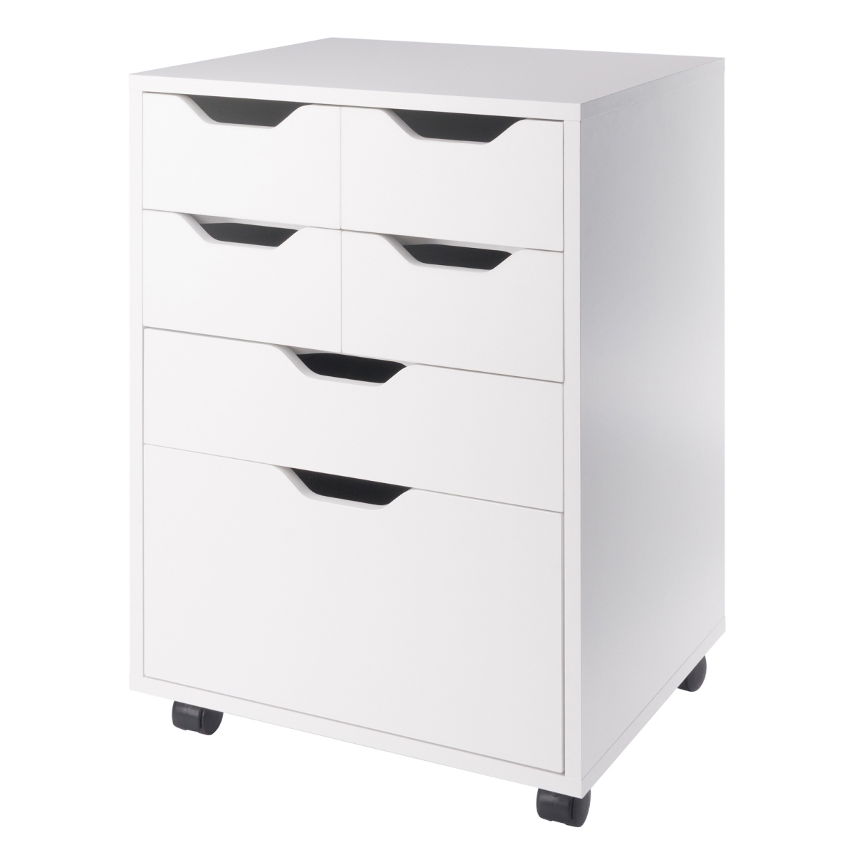 10921 Norfolk 4 Bins, 2 Drawer Mobile Cabinet, White Finish